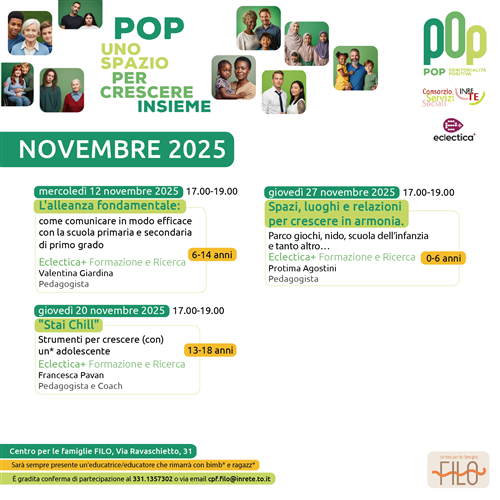Incontri Centro Famiglie FILO Novembre 2025