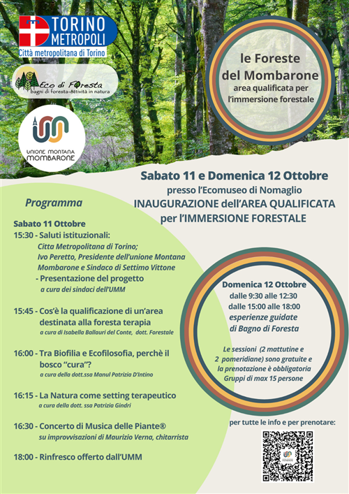 Inaugurazione dell'area qualificata per l'immersione Forestale Le Foreste del Mombarone
